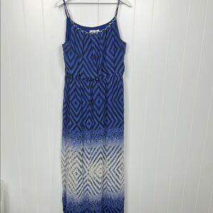 Cato Womens Dress Maxi XL Blue Ombré Slip Straps Stretch Waist Lined Chic Flowy